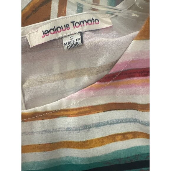 Jealous Tomato Striped Long Sleeve Blouse S‎ Multicolor Polyester Round Neck - Picture 5 of 7